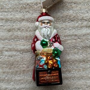 Vintage Christopher Radko TINY TOY CHEST Glass Ornament Santa Christmas Teddy